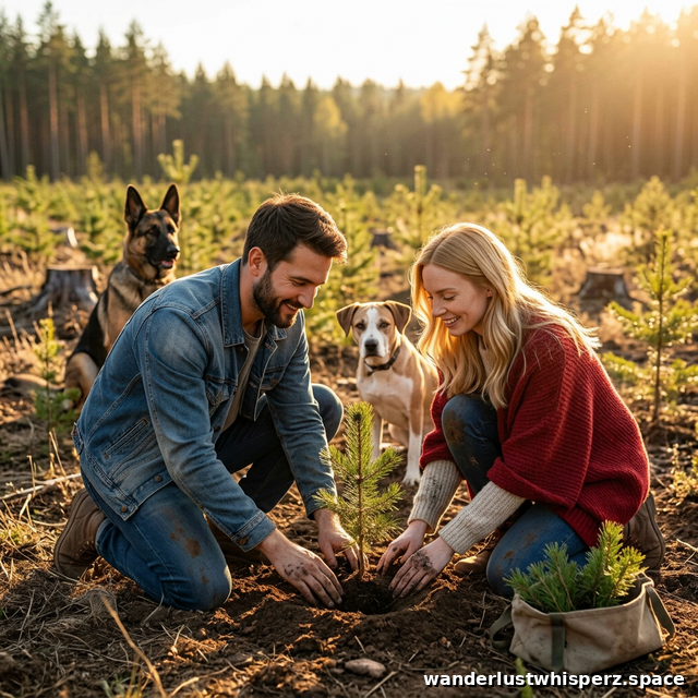 Val and Chip planting trees