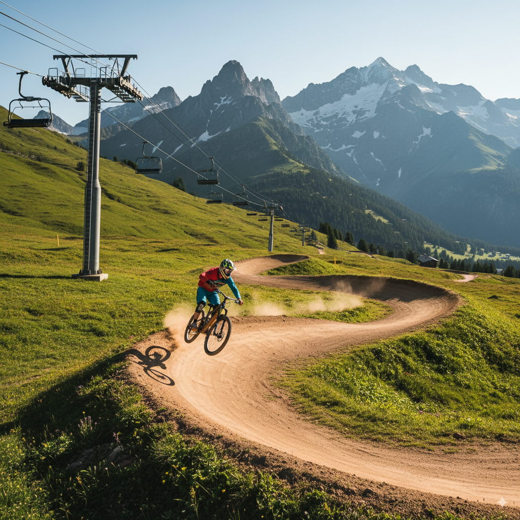 A mountain biker rideing down a mountain trail