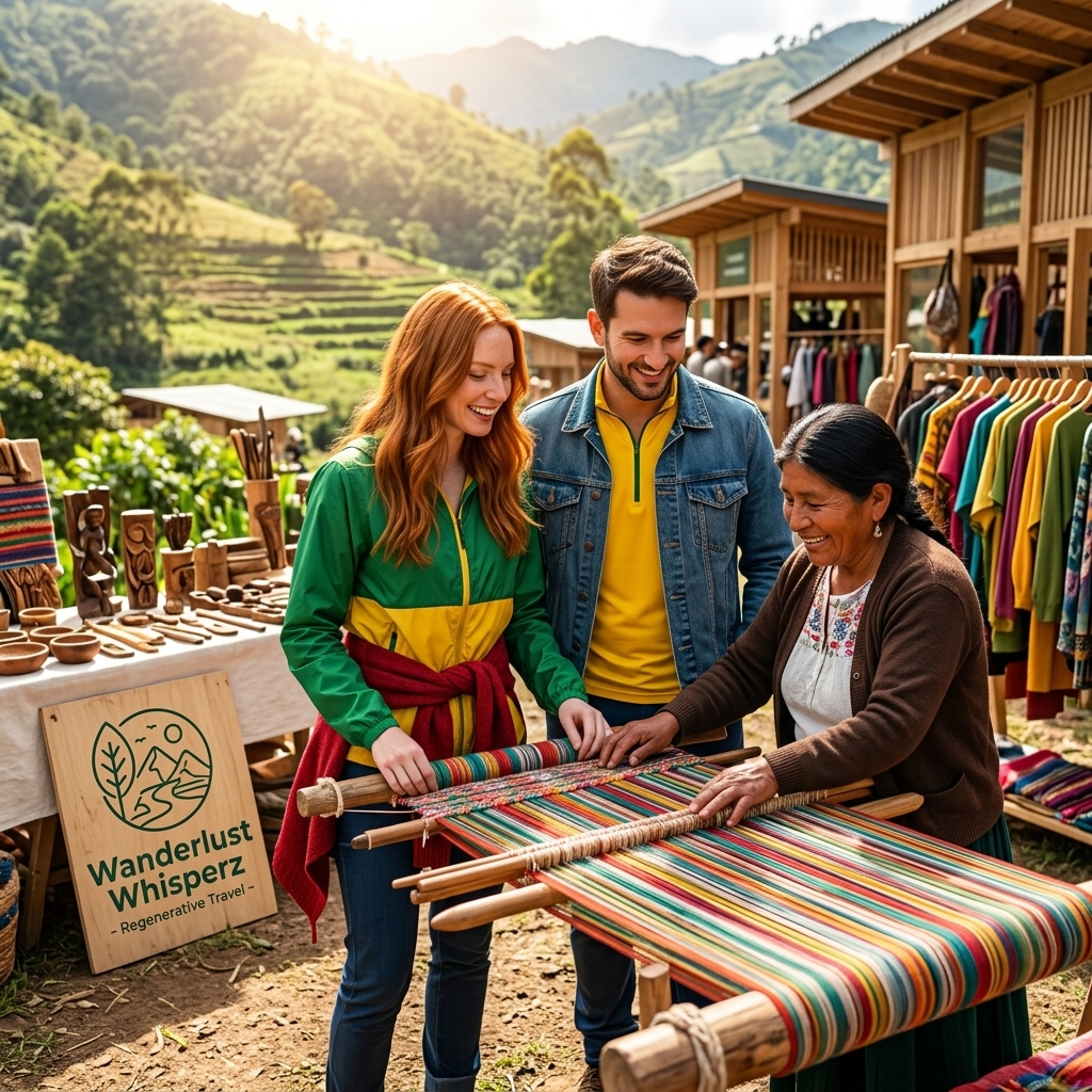 Val and Chip engaging with local culture in a sunny, vibrant destination to promote regenerative travel