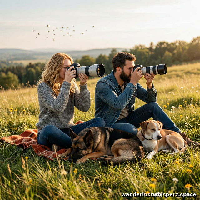 Val and Chip photographing birds naturally.