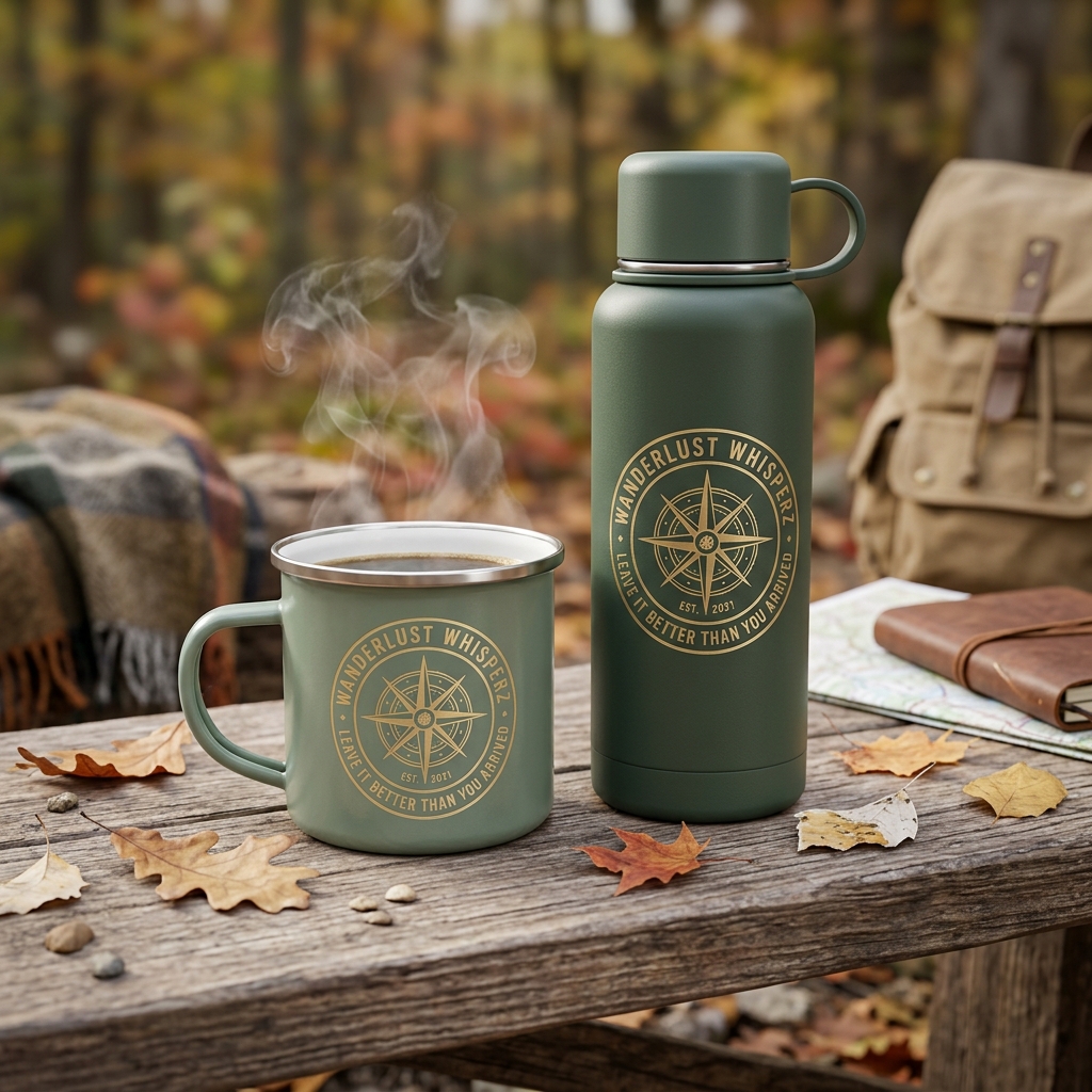 Wanderlust Whisperz Leave It Better Camp Mug and Thermos Set